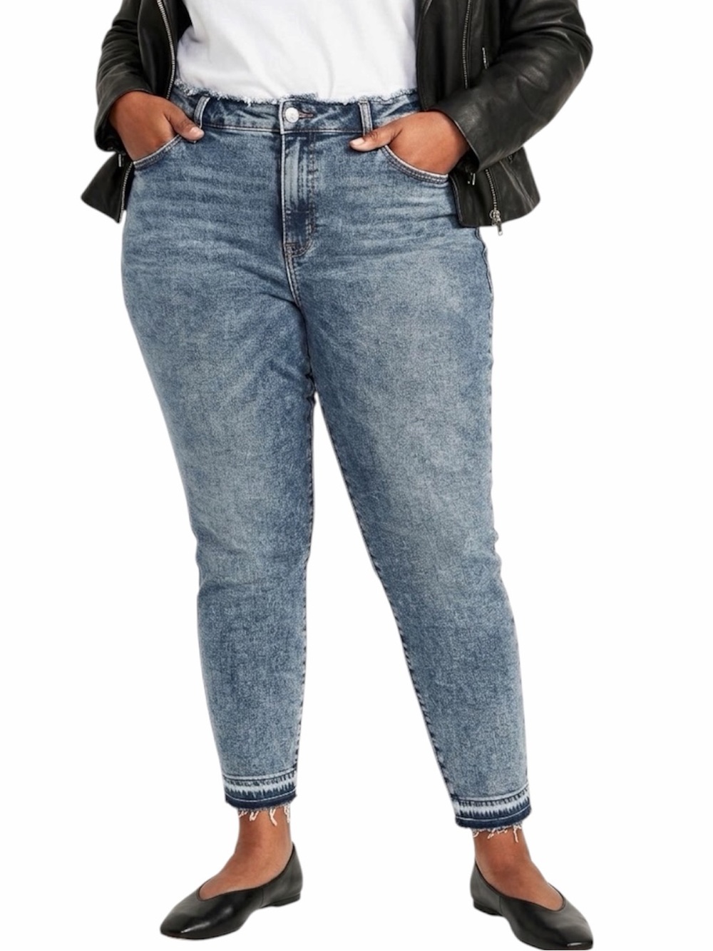 Good American Good Legs Crop Jeans Distressed Raw Hem Indigo 22 NWT